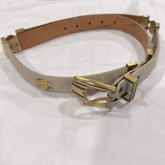 OSTRICH VINTAGE GOLD LION COWBOY LEATHER BELT SIZE 40 - Picture 1 of 6